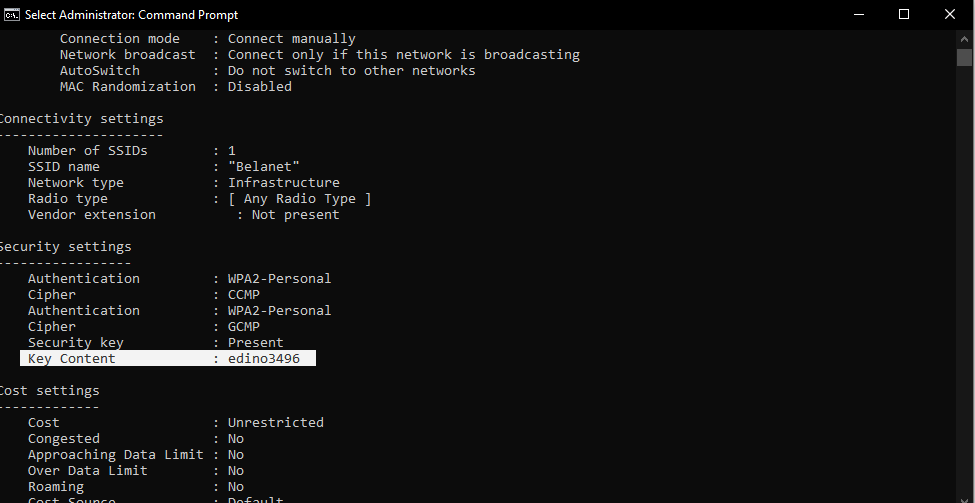 netsh wlan show profile